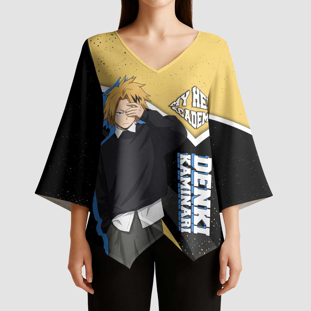 Denki Kaminari My Hero Academia Kimono Sleeve Blouse Anime Grunge Splatter Graphic Style