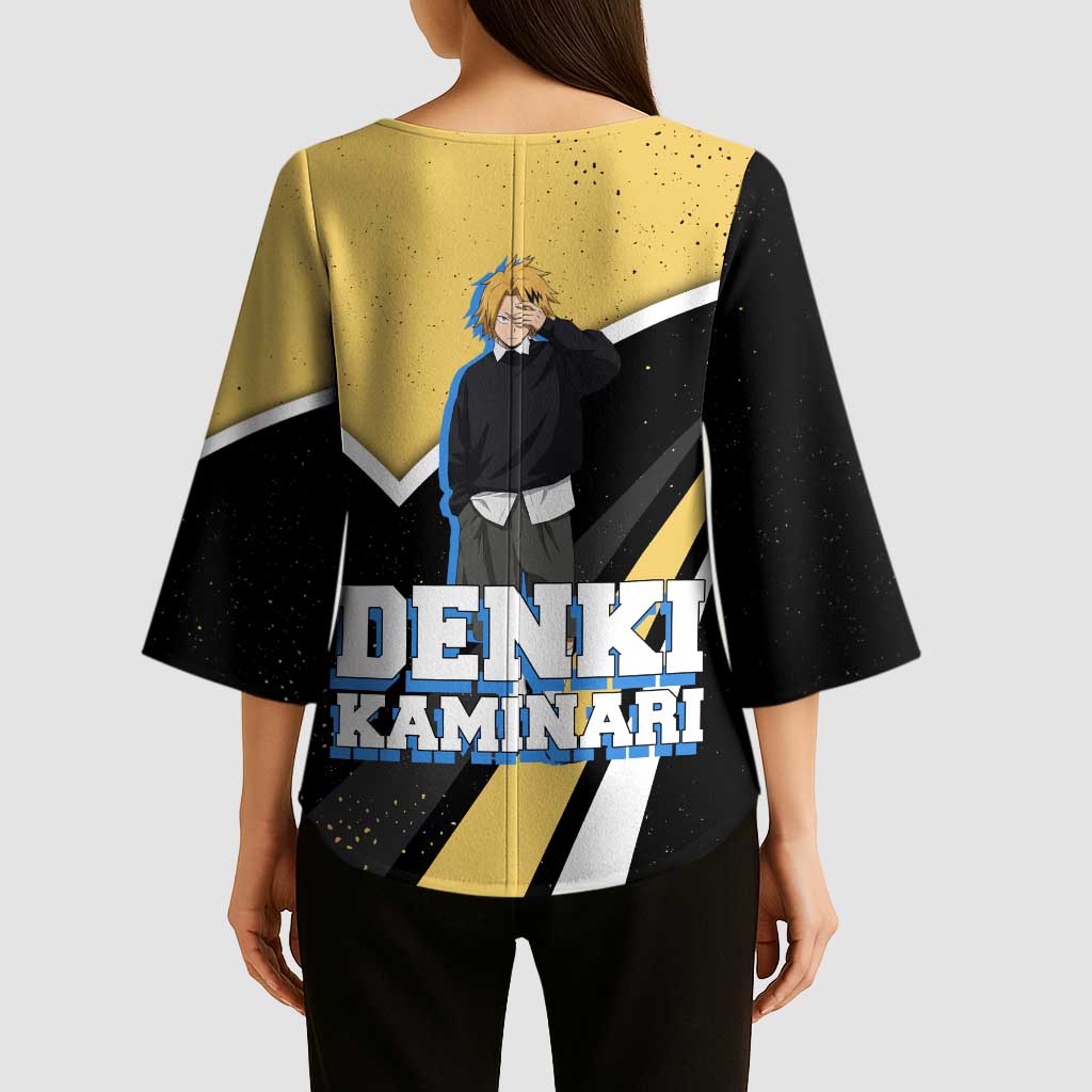 Denki Kaminari My Hero Academia Kimono Sleeve Blouse Anime Grunge Splatter Graphic Style