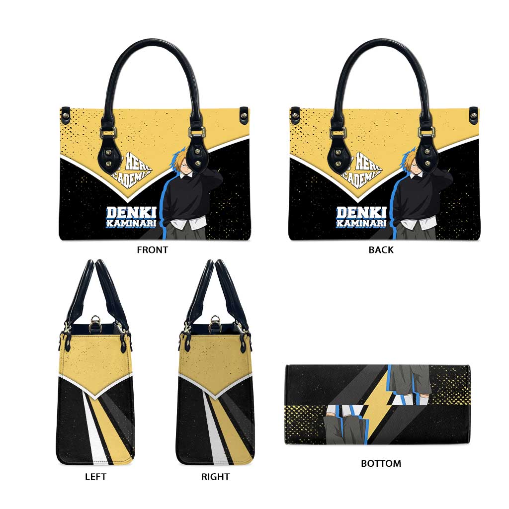 Denki Kaminari My Hero Academia Leather Bag Anime Grunge Splatter Graphic Style
