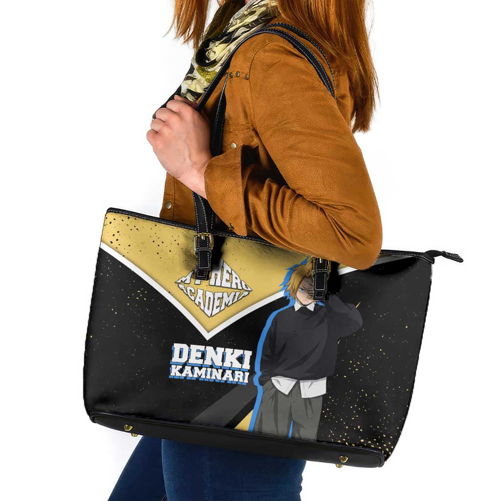 Denki Kaminari My Hero Academia Leather Tote Bag Anime Grunge Splatter Graphic Style