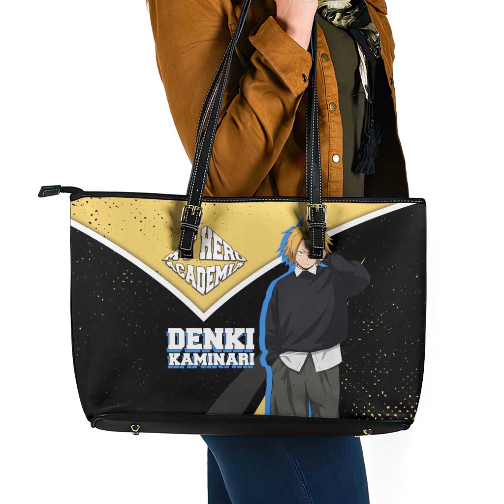 Denki Kaminari My Hero Academia Leather Tote Bag Anime Grunge Splatter Graphic Style