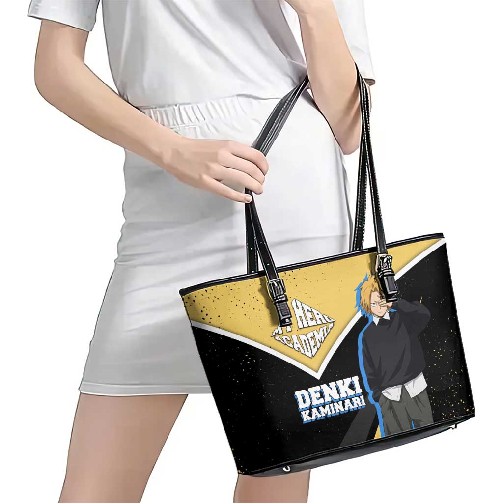 Denki Kaminari My Hero Academia Leather Tote Bag Anime Grunge Splatter Graphic Style
