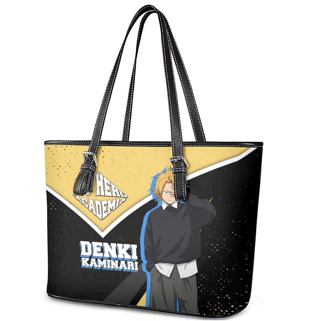 Denki Kaminari My Hero Academia Leather Tote Bag Anime Grunge Splatter Graphic Style