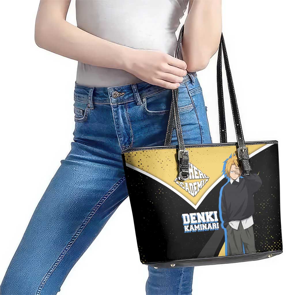 Denki Kaminari My Hero Academia Leather Tote Bag Anime Grunge Splatter Graphic Style