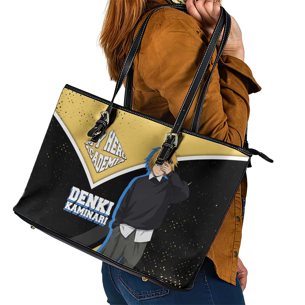Denki Kaminari My Hero Academia Leather Tote Bag Anime Grunge Splatter Graphic Style