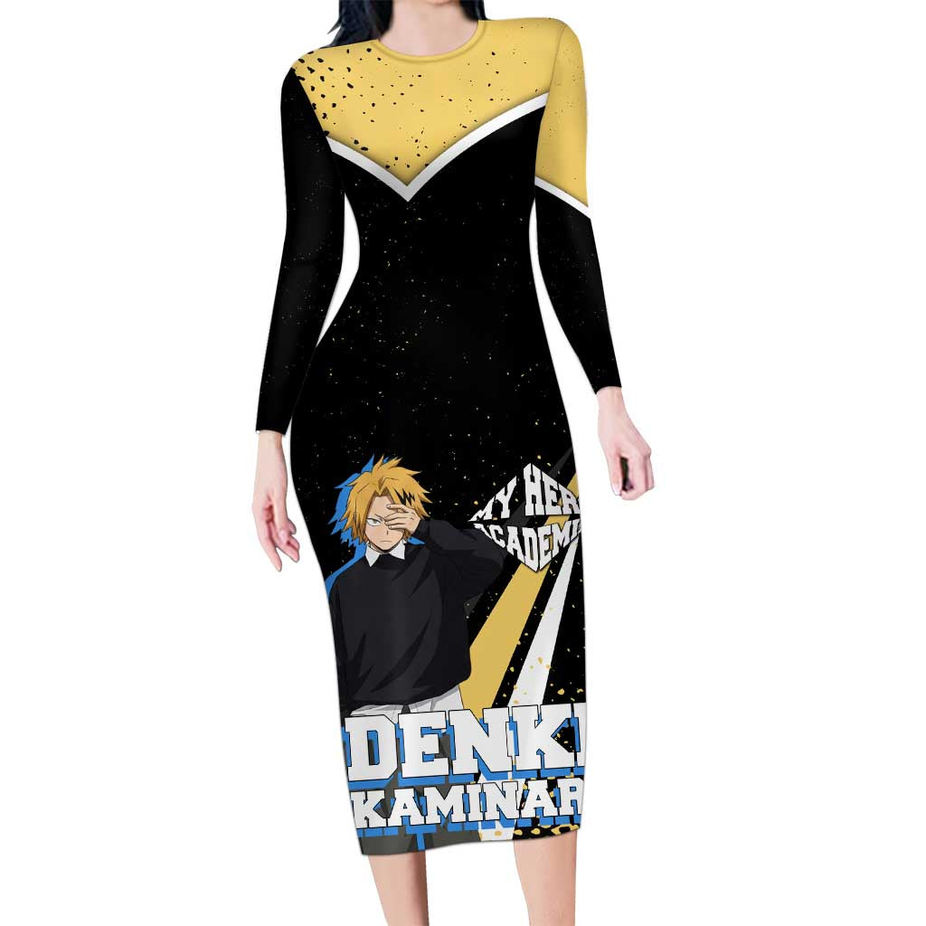 Denki Kaminari My Hero Academia Long Sleeve Bodycon Dress Anime Grunge Splatter Graphic Style