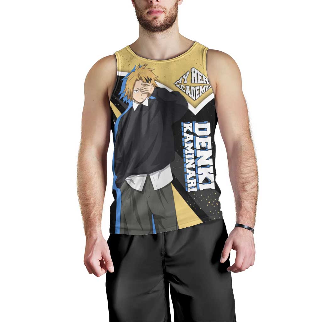 Denki Kaminari My Hero Academia Men Tank Top Anime Grunge Splatter Graphic Style
