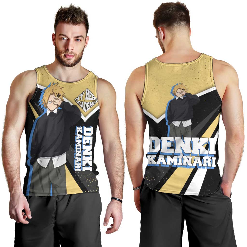 Denki Kaminari My Hero Academia Men Tank Top Anime Grunge Splatter Graphic Style