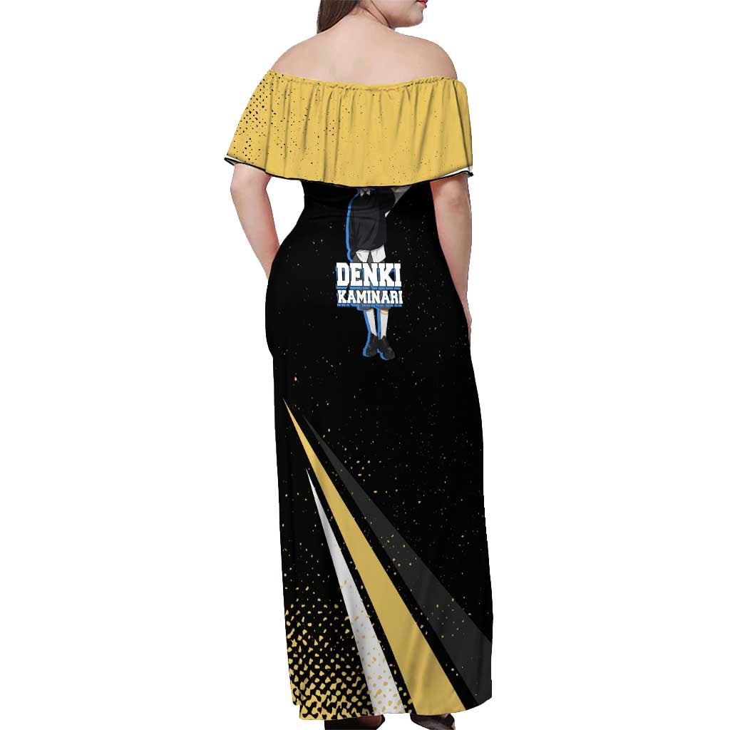 Denki Kaminari My Hero Academia Off Shoulder Maxi Dress Anime Grunge Splatter Graphic Style