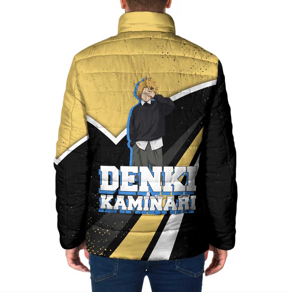 Denki Kaminari My Hero Academia Padded Jacket Anime Grunge Splatter Graphic Style