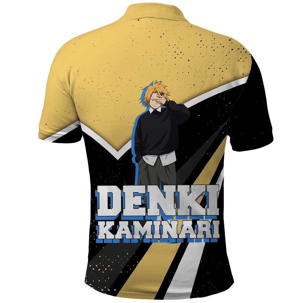 Denki Kaminari My Hero Academia Polo Shirt Anime Grunge Splatter Graphic Style