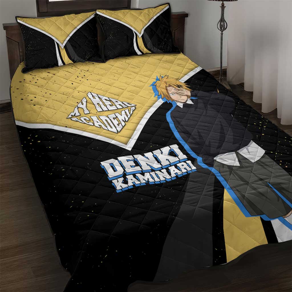 Denki Kaminari My Hero Academia Quilt Bed Set Anime Grunge Splatter Graphic Style