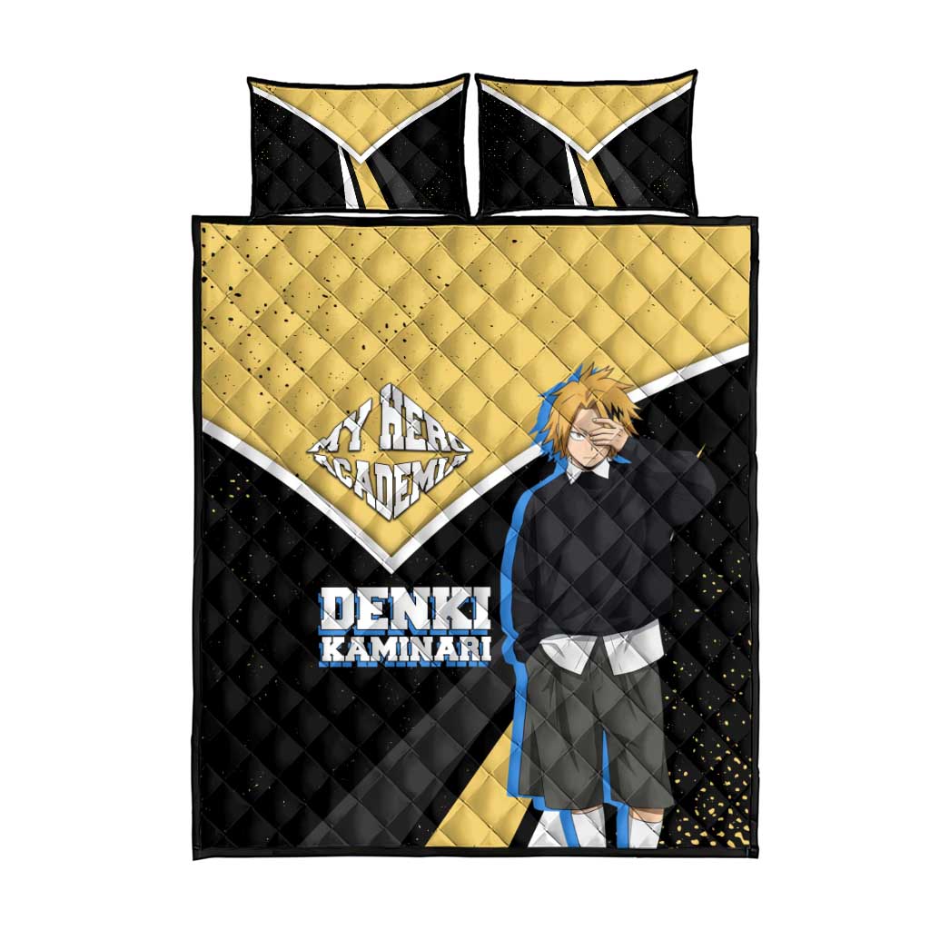 Denki Kaminari My Hero Academia Quilt Bed Set Anime Grunge Splatter Graphic Style