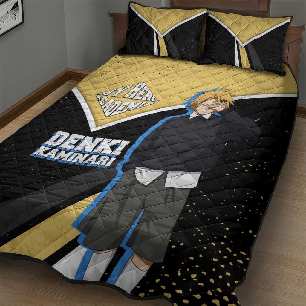 Denki Kaminari My Hero Academia Quilt Bed Set Anime Grunge Splatter Graphic Style