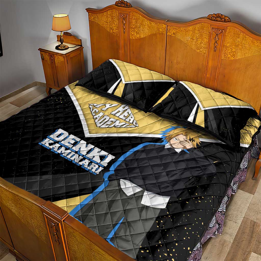 Denki Kaminari My Hero Academia Quilt Bed Set Anime Grunge Splatter Graphic Style