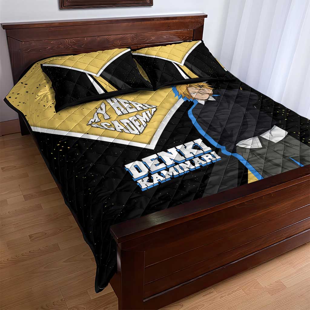 Denki Kaminari My Hero Academia Quilt Bed Set Anime Grunge Splatter Graphic Style