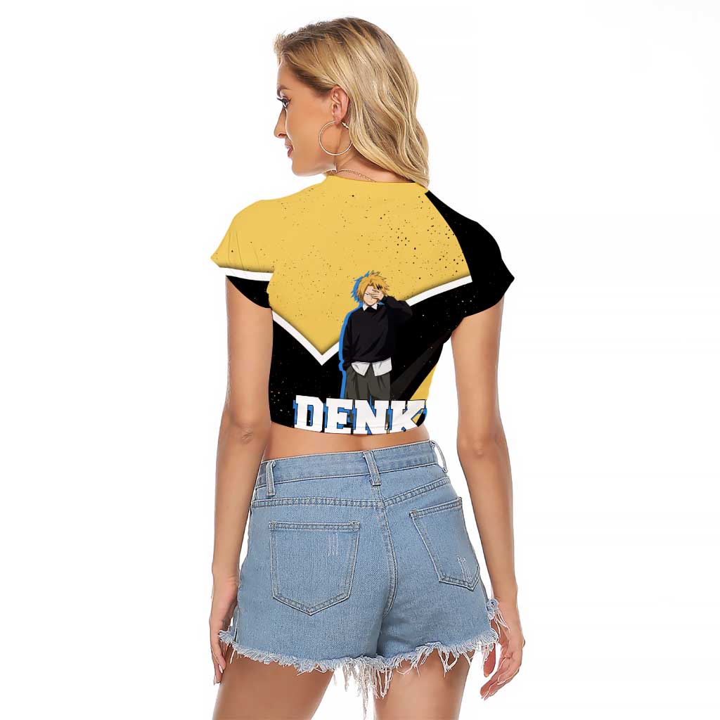 Denki Kaminari My Hero Academia Raglan Cropped T Shirt Anime Grunge Splatter Graphic Style