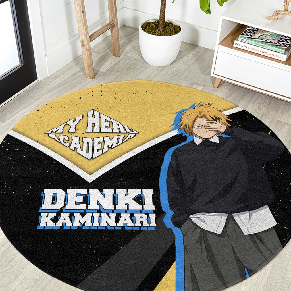 Denki Kaminari My Hero Academia Round Carpet Anime Grunge Splatter Graphic Style