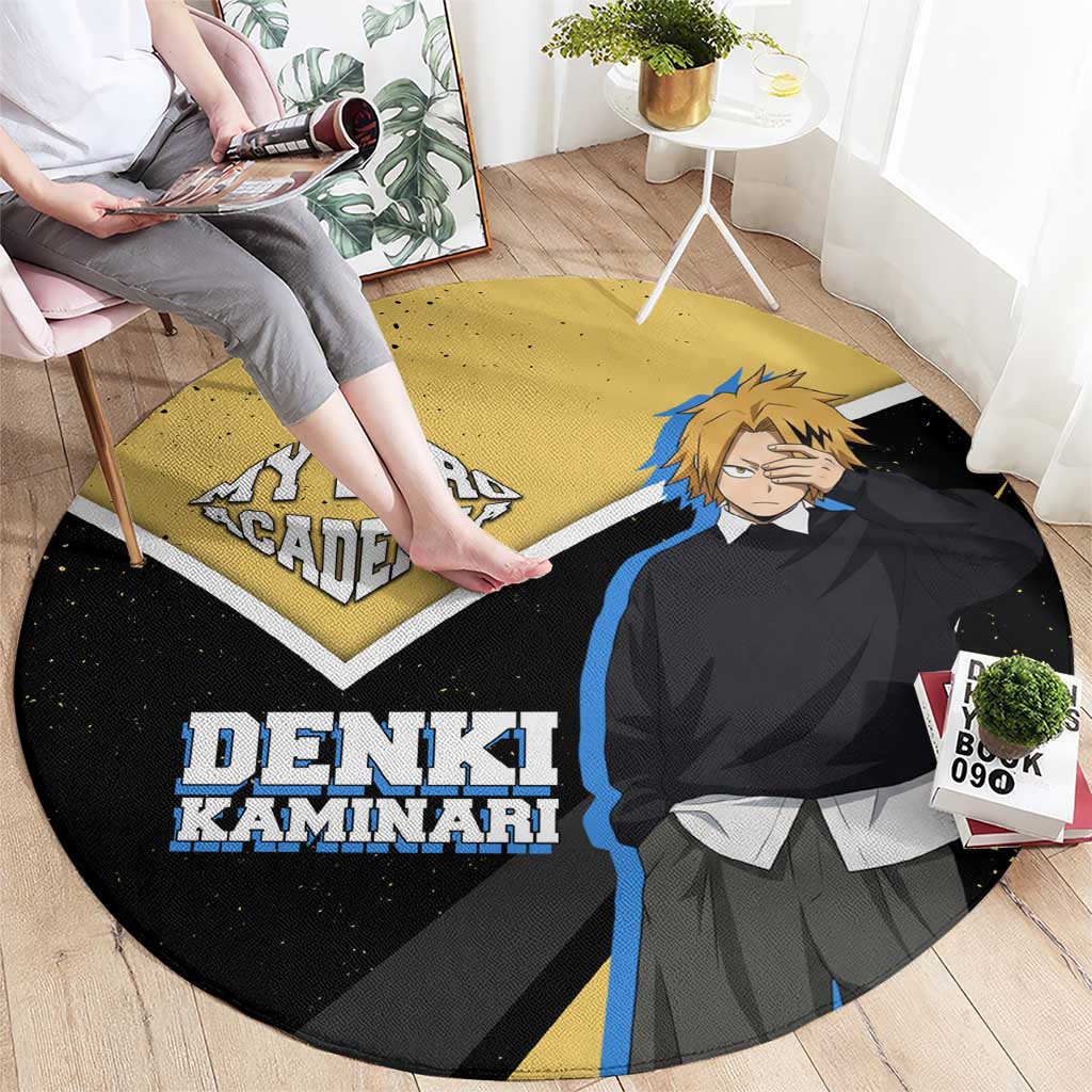 Denki Kaminari My Hero Academia Round Carpet Anime Grunge Splatter Graphic Style