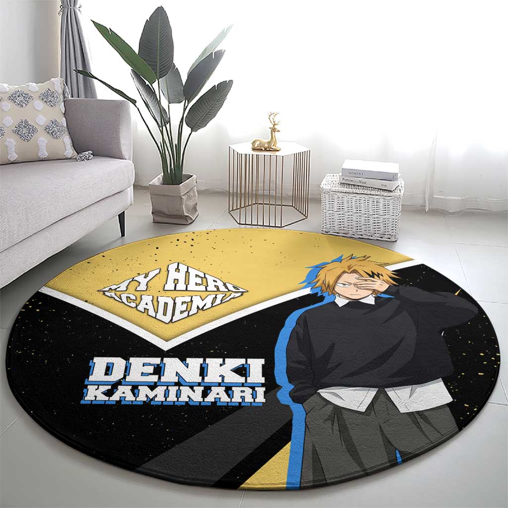 Denki Kaminari My Hero Academia Round Carpet Anime Grunge Splatter Graphic Style