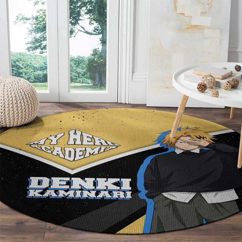 Denki Kaminari My Hero Academia Round Carpet Anime Grunge Splatter Graphic Style