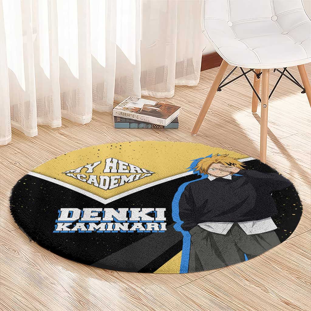 Denki Kaminari My Hero Academia Round Carpet Anime Grunge Splatter Graphic Style