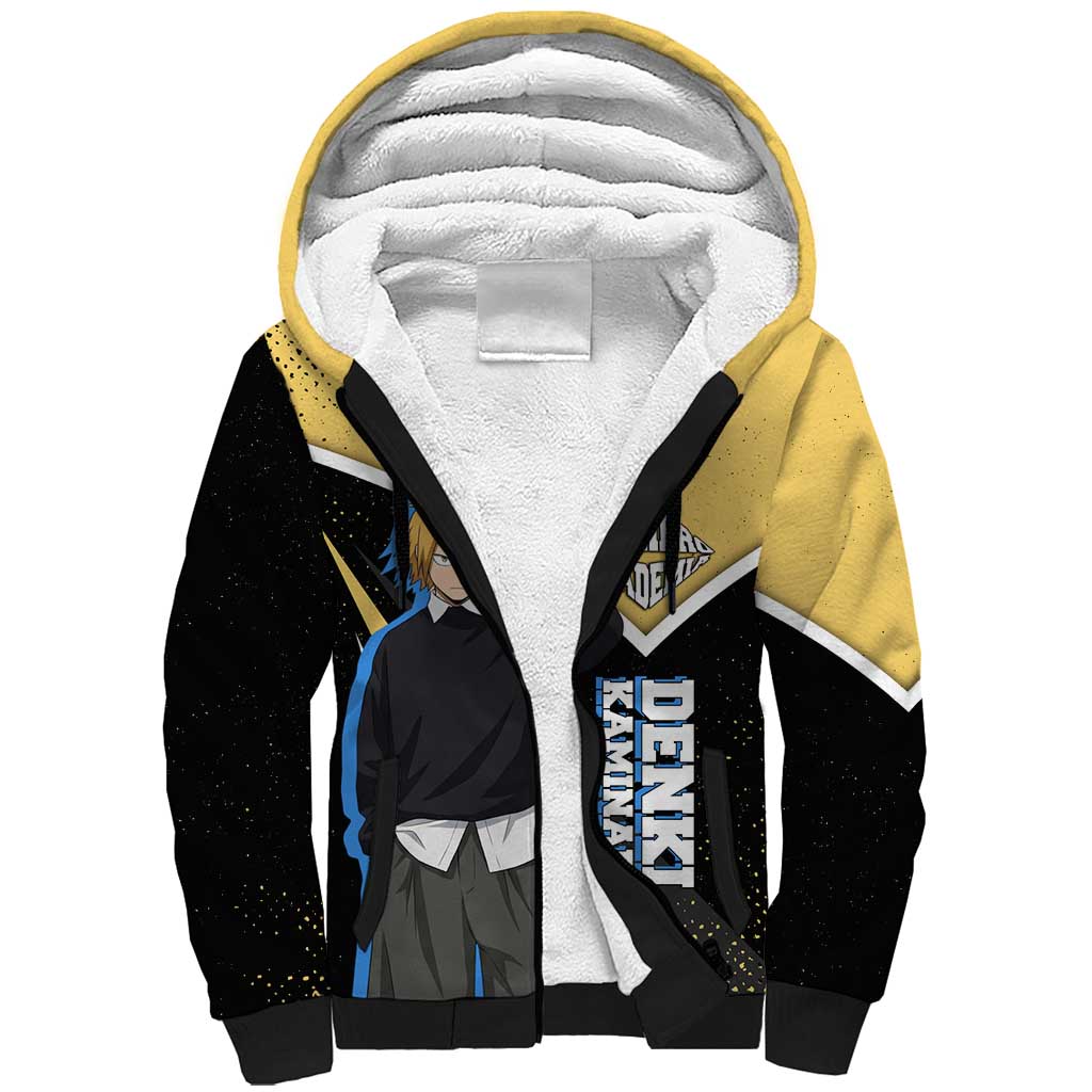 Denki Kaminari My Hero Academia Sherpa Hoodie Anime Grunge Splatter Graphic Style