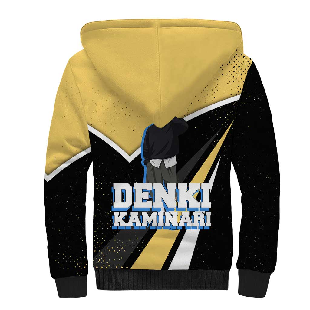 Denki Kaminari My Hero Academia Sherpa Hoodie Anime Grunge Splatter Graphic Style