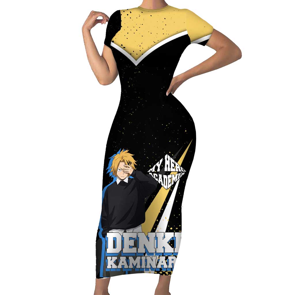 Denki Kaminari My Hero Academia Short Sleeve Bodycon Dress Anime Grunge Splatter Graphic Style