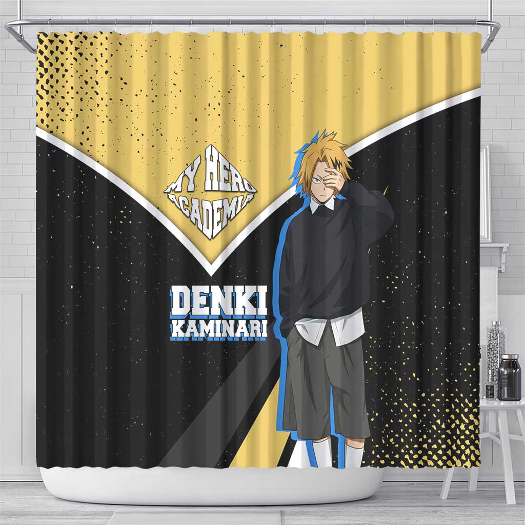 Denki Kaminari My Hero Academia Shower Curtain Anime Grunge Splatter Graphic Style