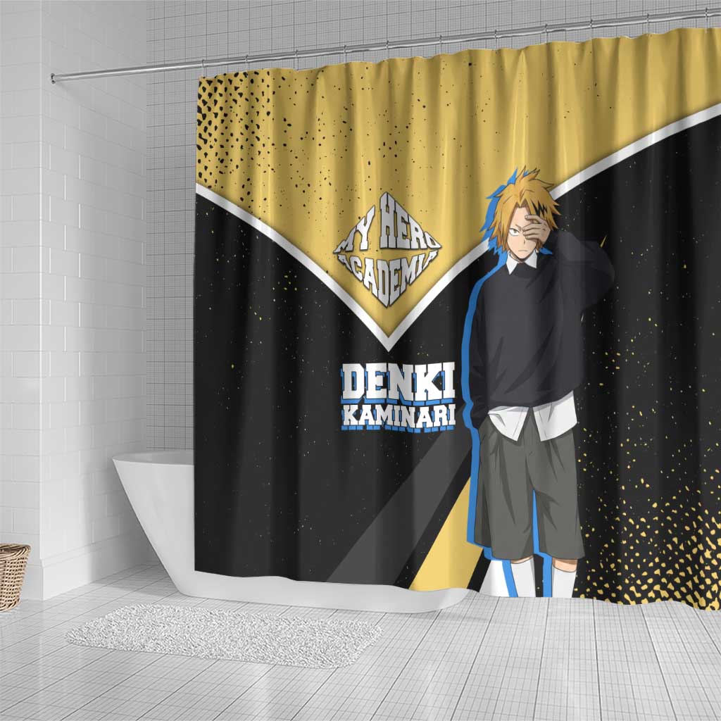 Denki Kaminari My Hero Academia Shower Curtain Anime Grunge Splatter Graphic Style