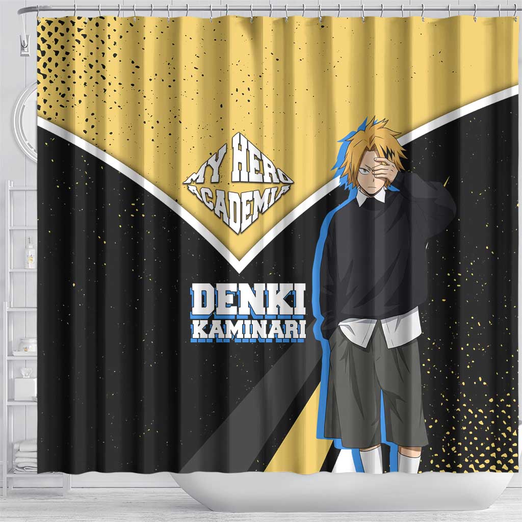 Denki Kaminari My Hero Academia Shower Curtain Anime Grunge Splatter Graphic Style