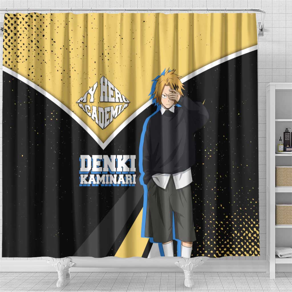 Denki Kaminari My Hero Academia Shower Curtain Anime Grunge Splatter Graphic Style