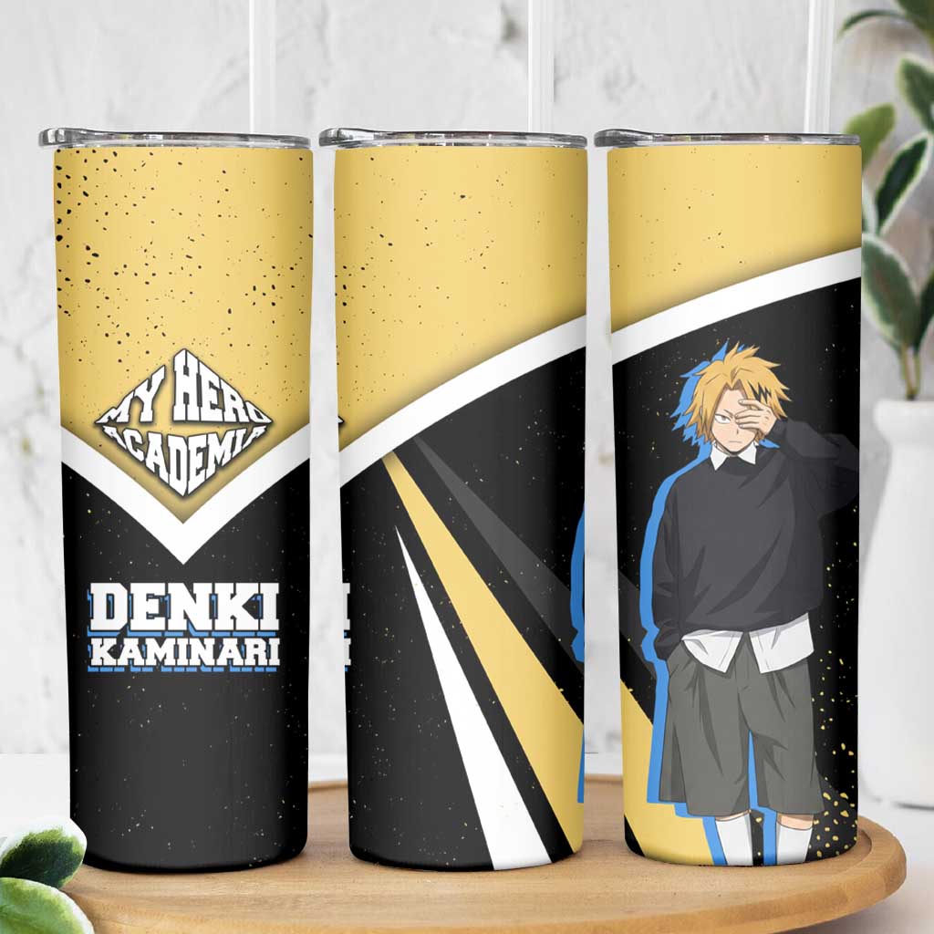 Denki Kaminari My Hero Academia Skinny Tumbler Anime Grunge Splatter Graphic Style