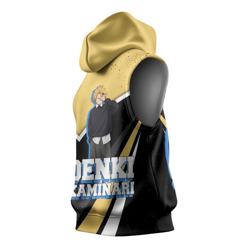 Denki Kaminari My Hero Academia Sleeveless Hoodie Anime Grunge Splatter Graphic Style