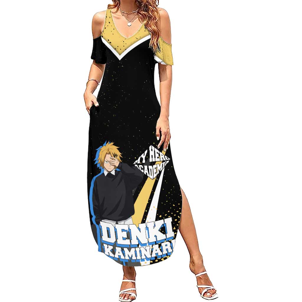Denki Kaminari My Hero Academia Summer Maxi Dress Anime Grunge Splatter Graphic Style