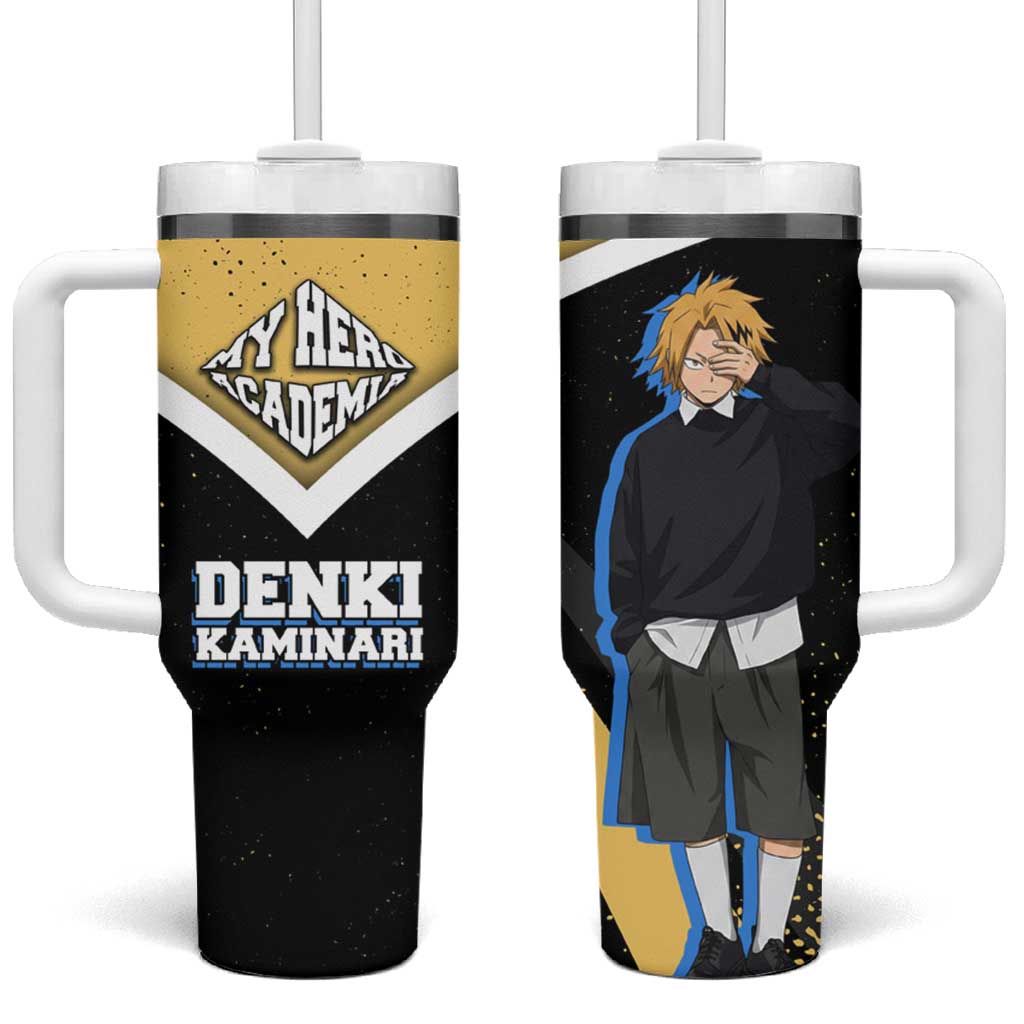 Denki Kaminari My Hero Academia Tumbler With Handle Anime Grunge Splatter Graphic Style