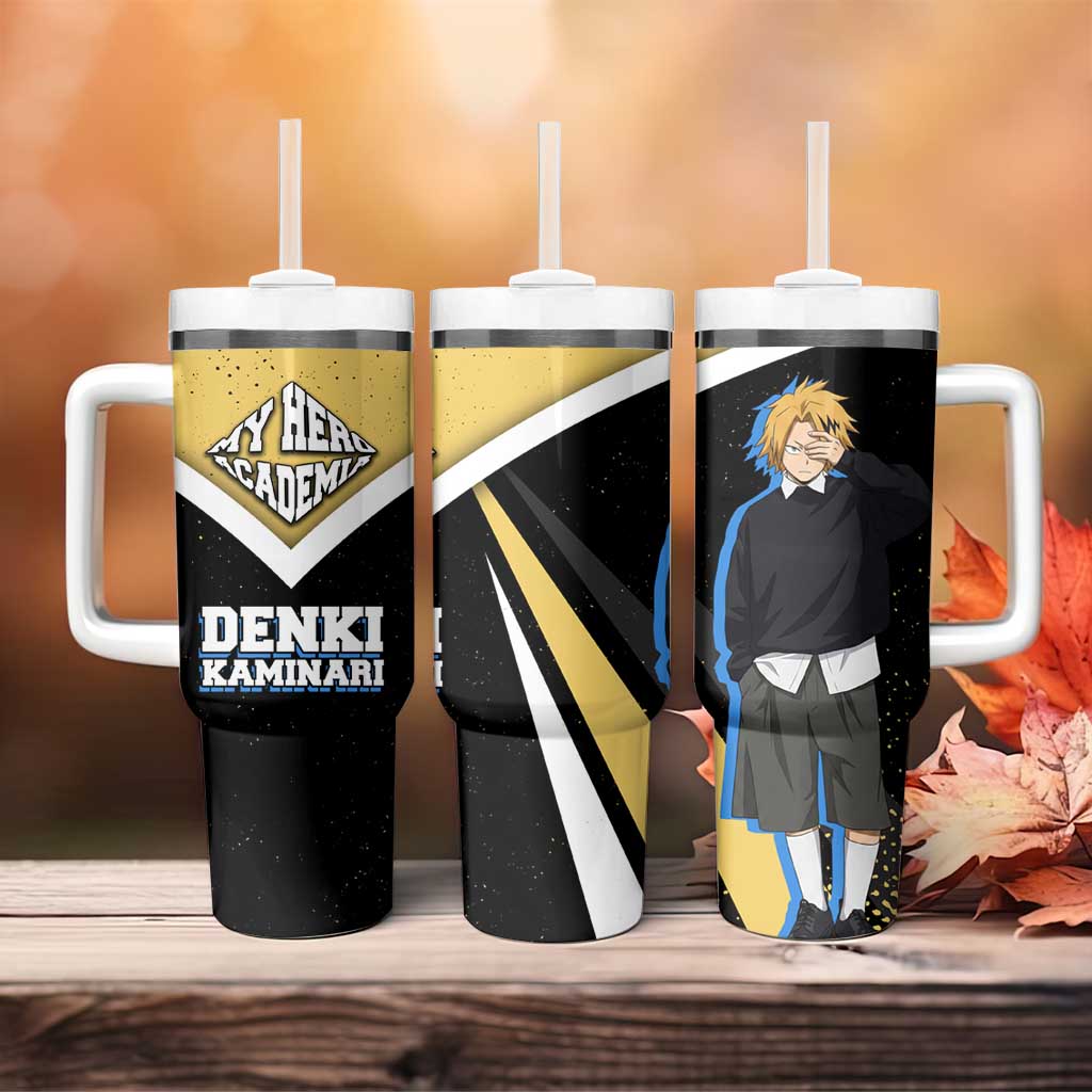 Denki Kaminari My Hero Academia Tumbler With Handle Anime Grunge Splatter Graphic Style