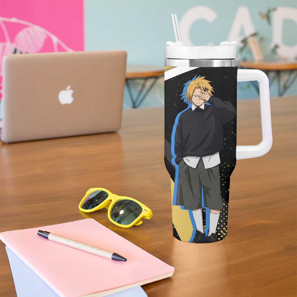 Denki Kaminari My Hero Academia Tumbler With Handle Anime Grunge Splatter Graphic Style