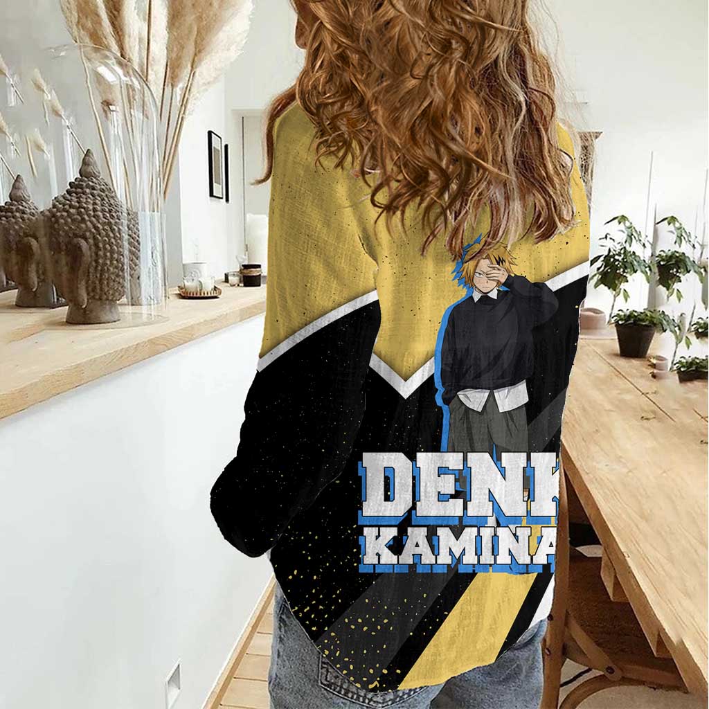 Denki Kaminari My Hero Academia Women Casual Shirt Anime Grunge Splatter Graphic Style