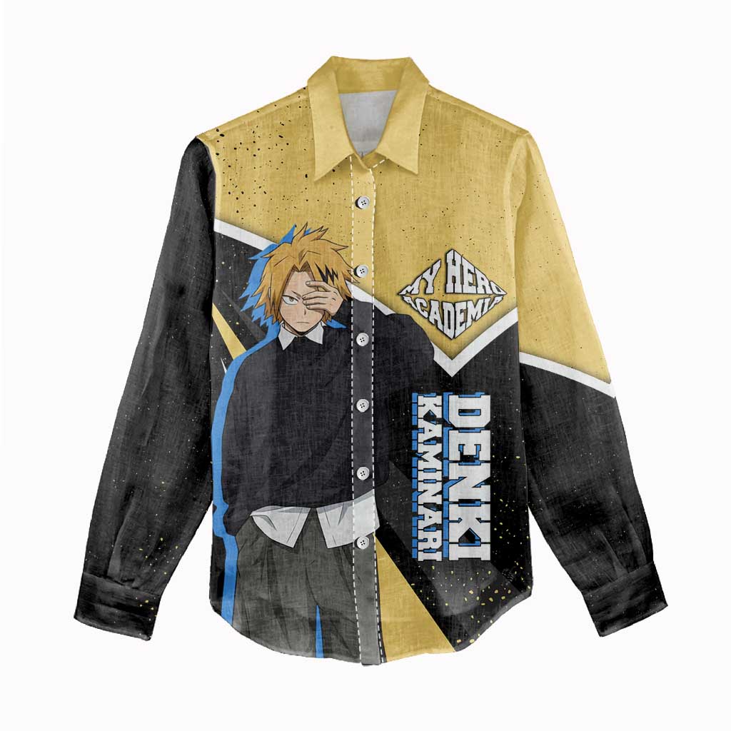 Denki Kaminari My Hero Academia Women Casual Shirt Anime Grunge Splatter Graphic Style