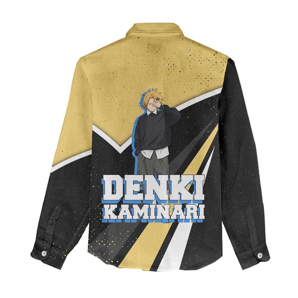 Denki Kaminari My Hero Academia Women Casual Shirt Anime Grunge Splatter Graphic Style