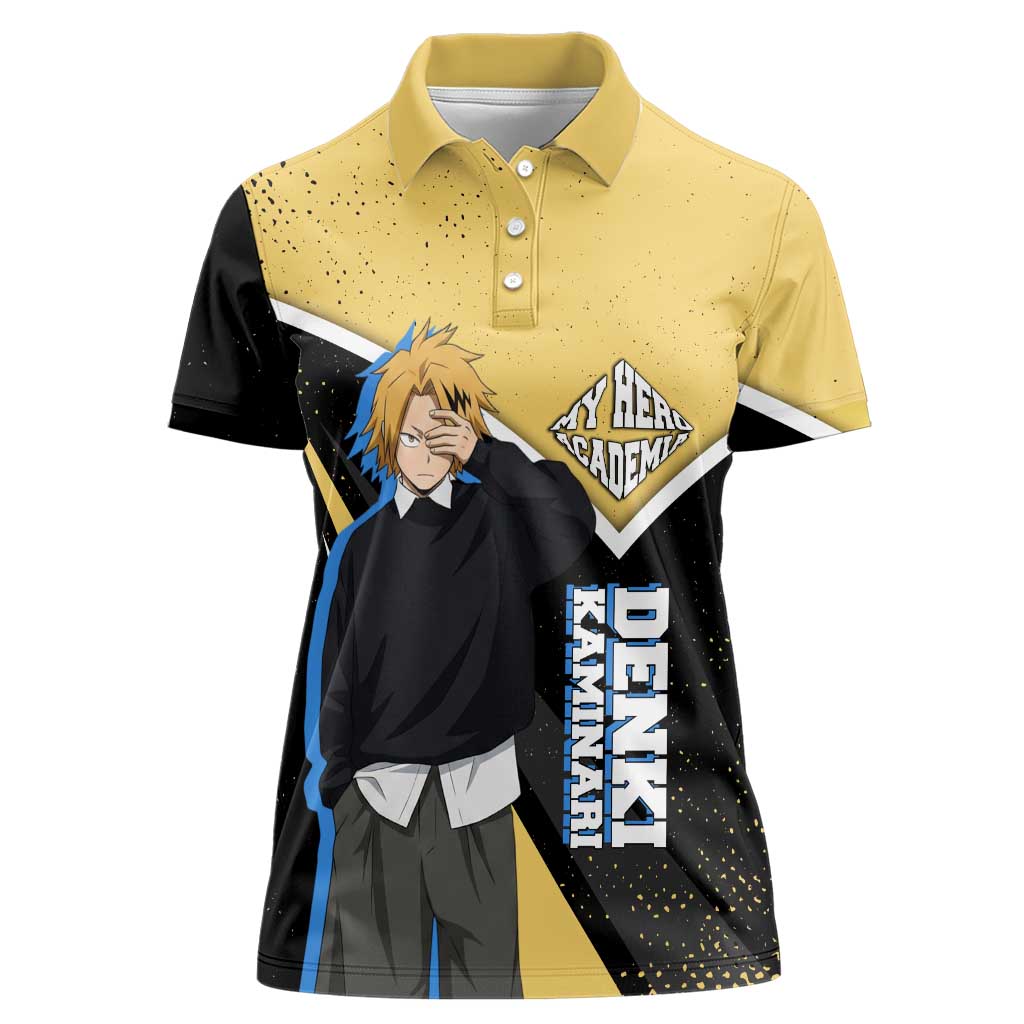 Denki Kaminari My Hero Academia Women Polo Shirt Anime Grunge Splatter Graphic Style