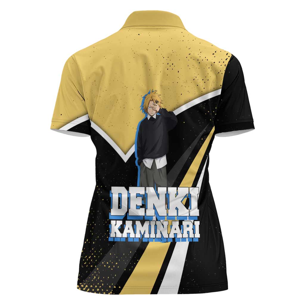 Denki Kaminari My Hero Academia Women Polo Shirt Anime Grunge Splatter Graphic Style