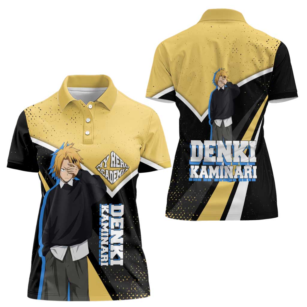 Denki Kaminari My Hero Academia Women Polo Shirt Anime Grunge Splatter Graphic Style