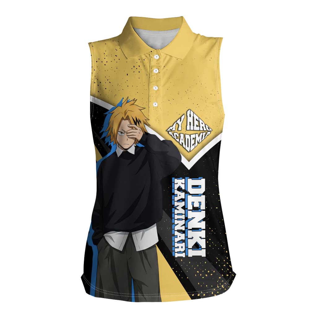 Denki Kaminari My Hero Academia Women Sleeveless Polo Shirt Anime Grunge Splatter Graphic Style
