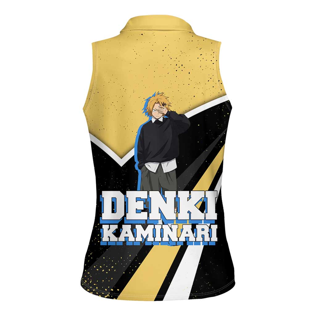 Denki Kaminari My Hero Academia Women Sleeveless Polo Shirt Anime Grunge Splatter Graphic Style