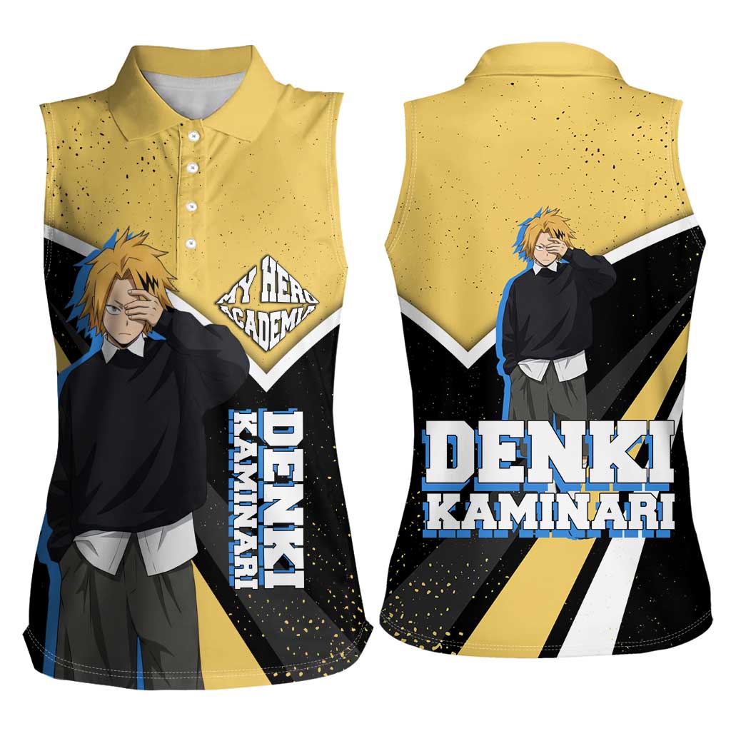 Denki Kaminari My Hero Academia Women Sleeveless Polo Shirt Anime Grunge Splatter Graphic Style