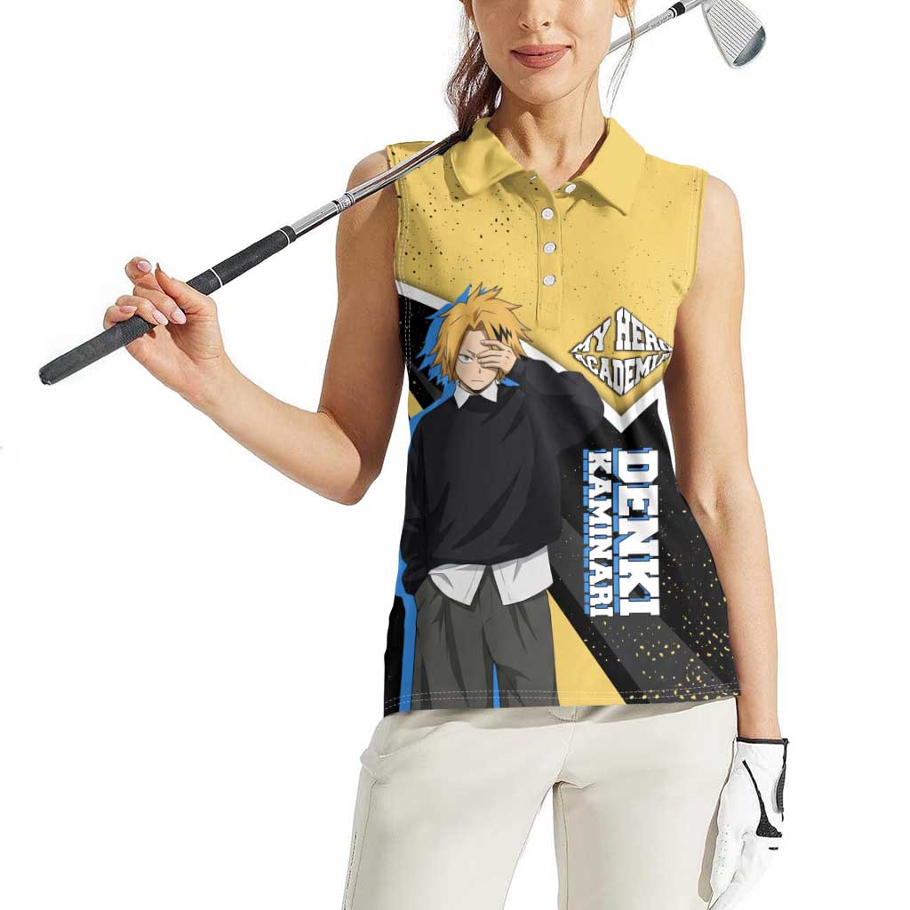 Denki Kaminari My Hero Academia Women Sleeveless Polo Shirt Anime Grunge Splatter Graphic Style