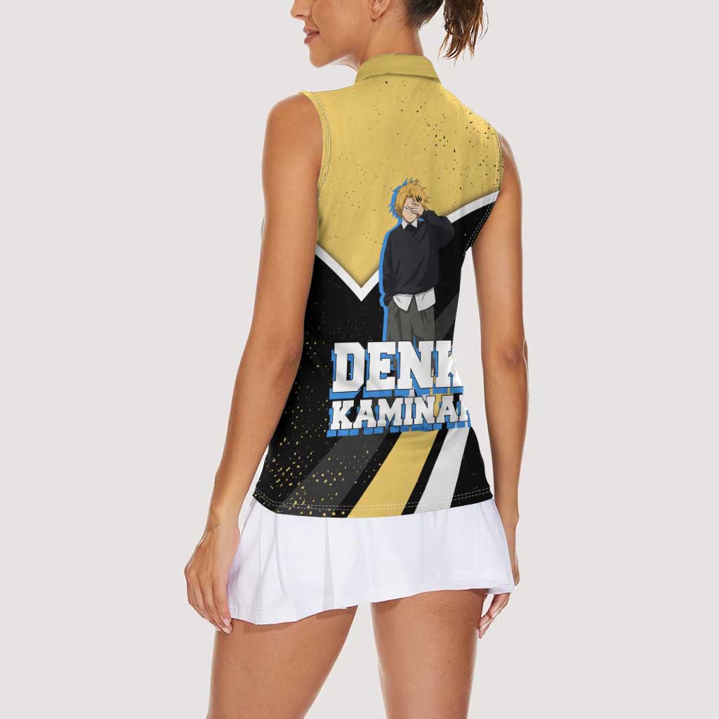 Denki Kaminari My Hero Academia Women Sleeveless Polo Shirt Anime Grunge Splatter Graphic Style